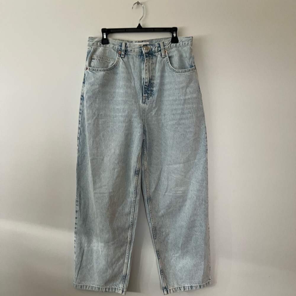Topshop Light Blue High-Rise Straight Jeans